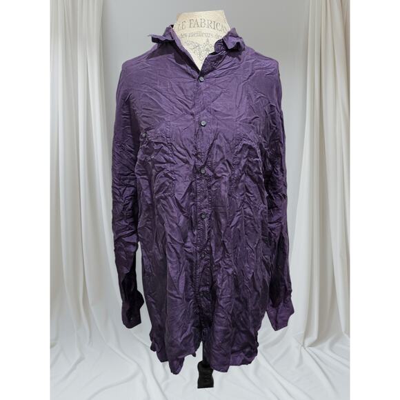 Vintage Robert Stock Purple Silk Button Up Long Sleeve Dress Shirt Men's XL - Picture 1 of 7